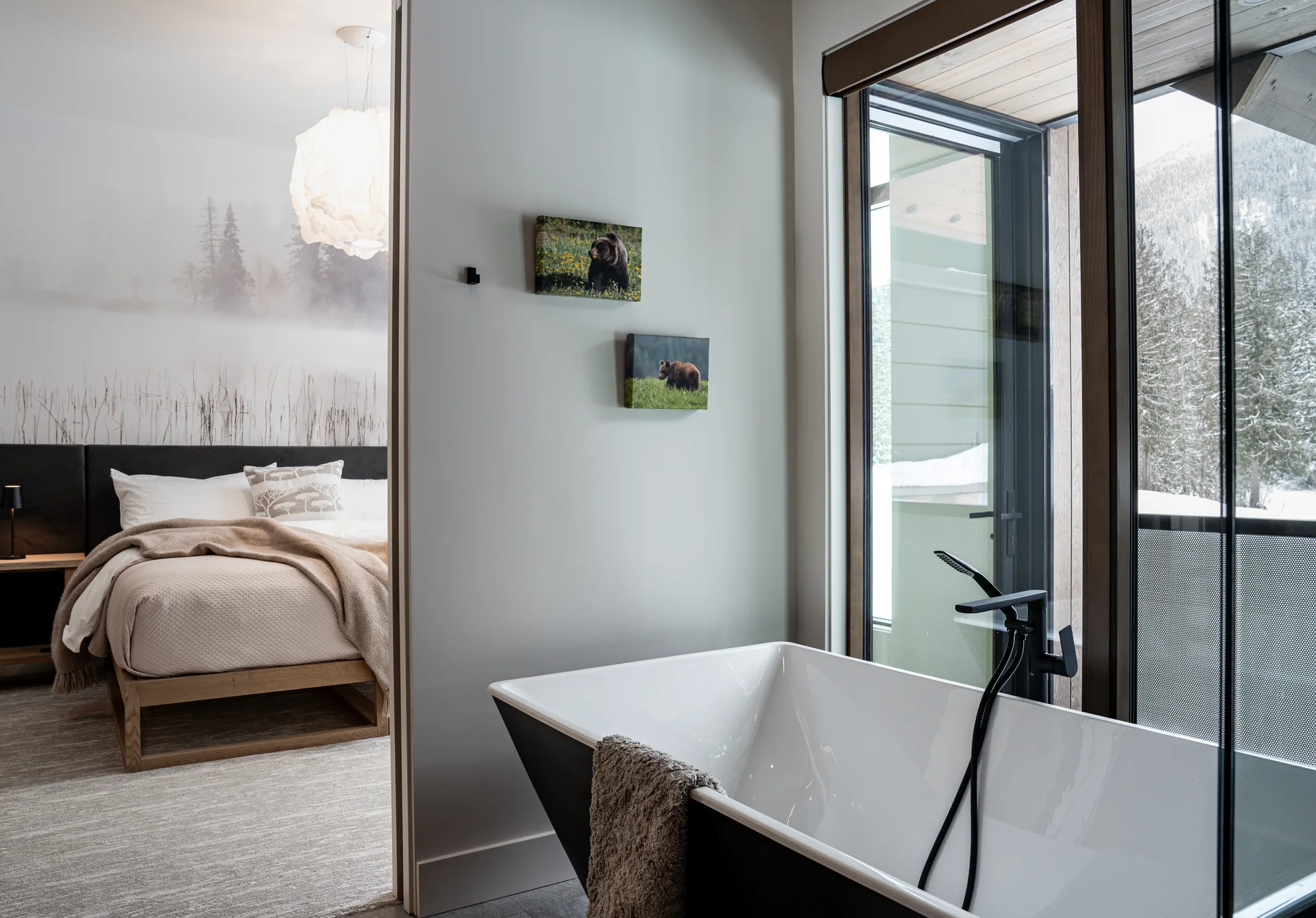 Lake Suite bathroom and bedroom