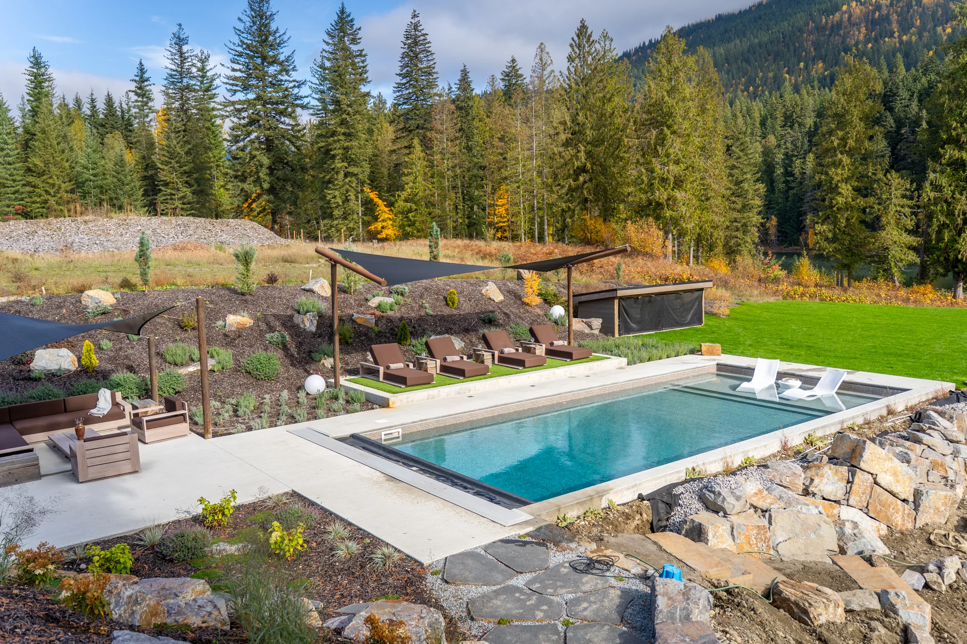 The pool and lounge areas