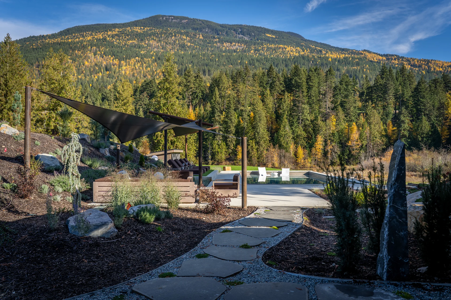 Mountain Lake - lounge, pool-landscape, lunch-lounge, mountain-view