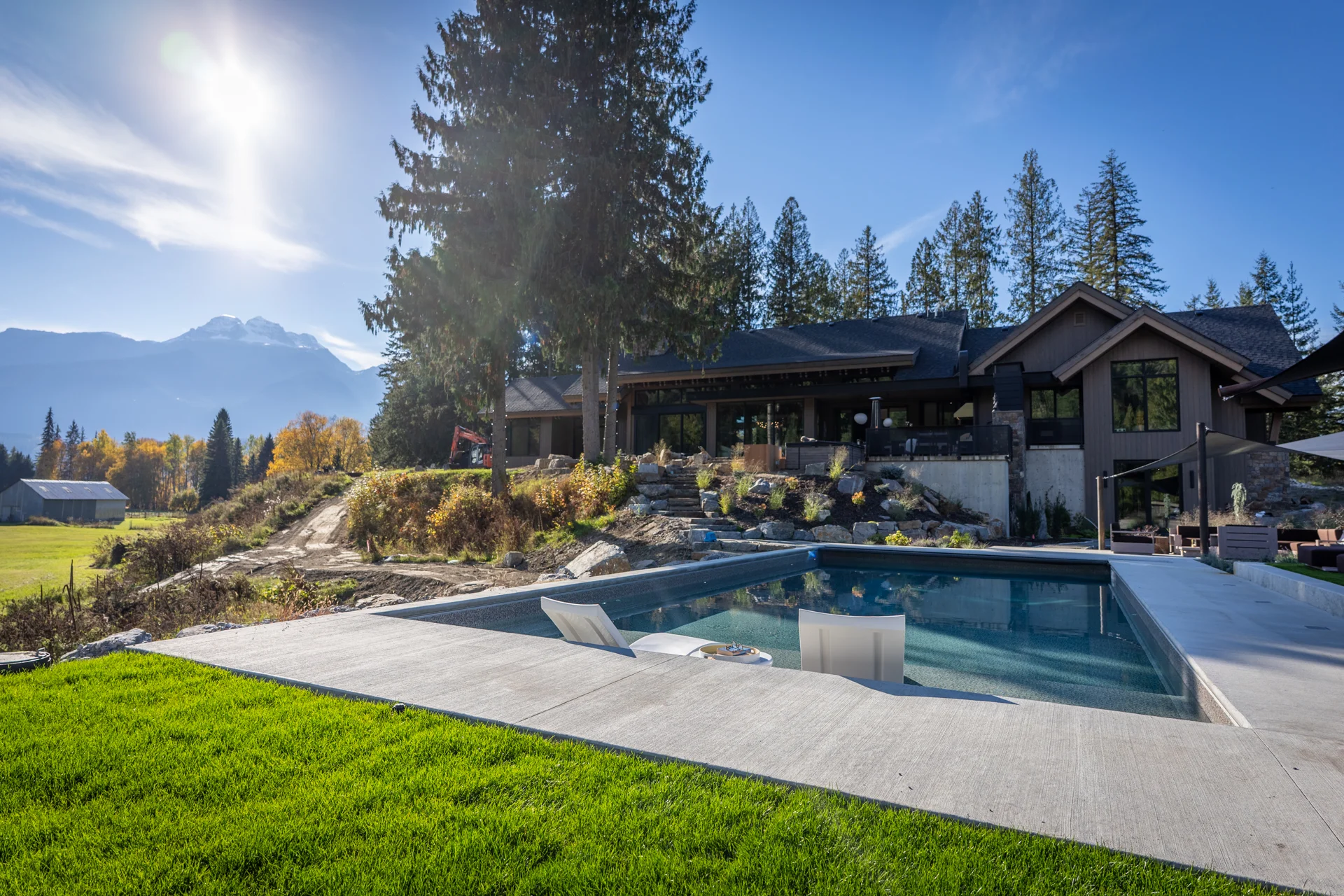 Mountain Lake - pool-landscape, house-view, mountain-view
